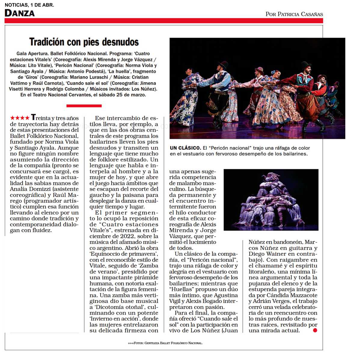 Revista  NOTICIAS, 1 de abril por Patricia Casañas