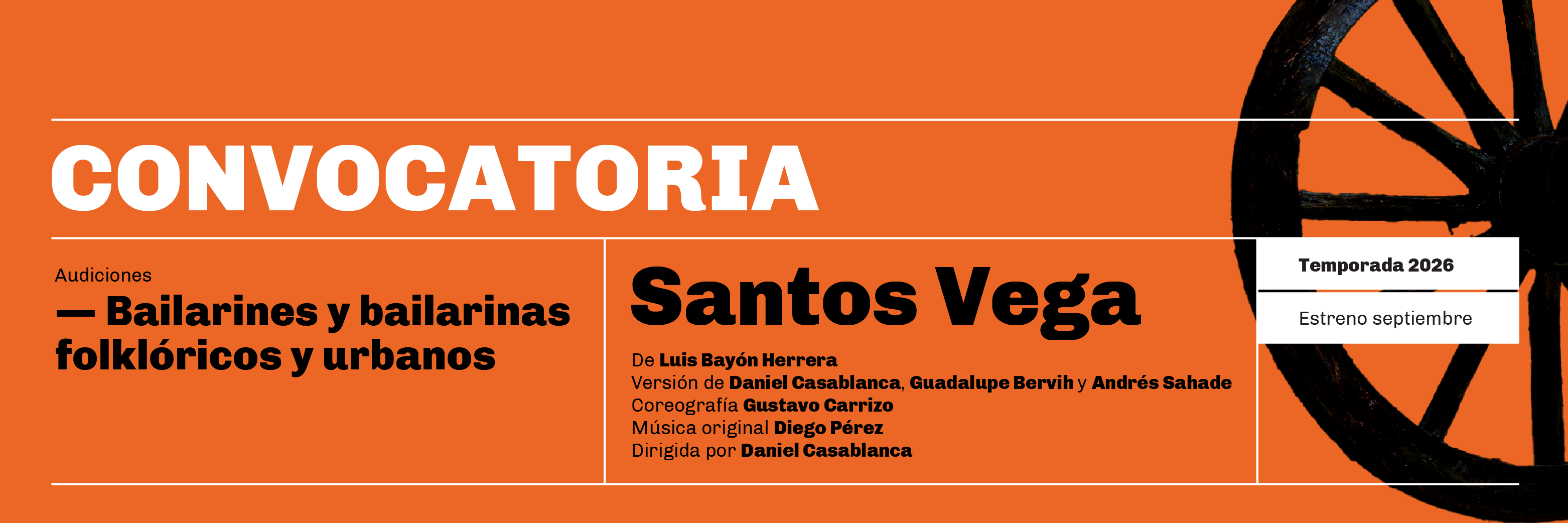 Convocatoria a audiciones | Santos Vega